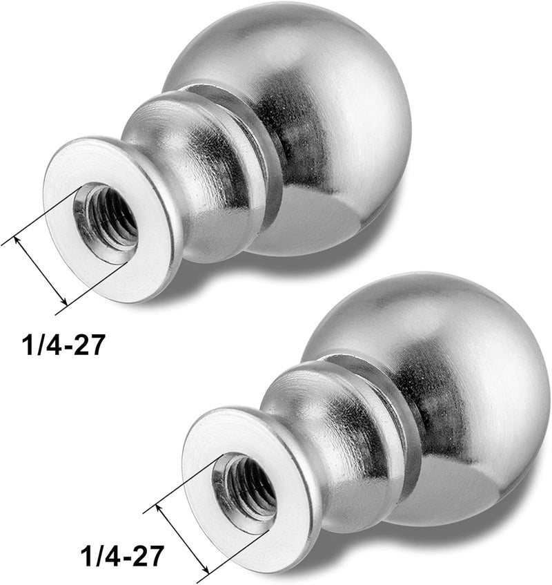 Qc 2 Packs Finial Cap Knob Decoration for Lamp Shade, Nut (Threaded 1/4-27) Silver Finials Head Decoration Topper for Table and Floor Lamps - Image 4